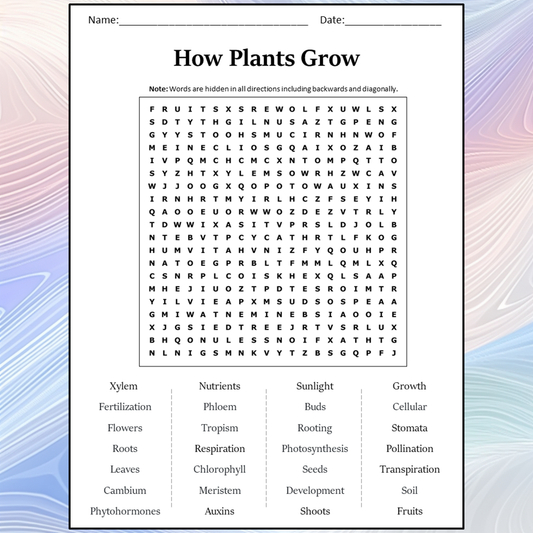 How Plants Grow Word Search Puzzle Worksheet Activity PDF