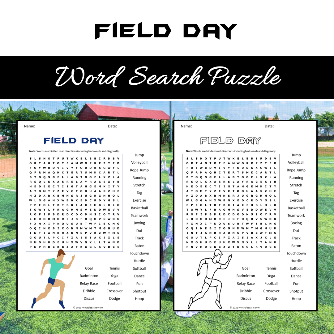 Field Day Word Search Puzzle Worksheet PDF