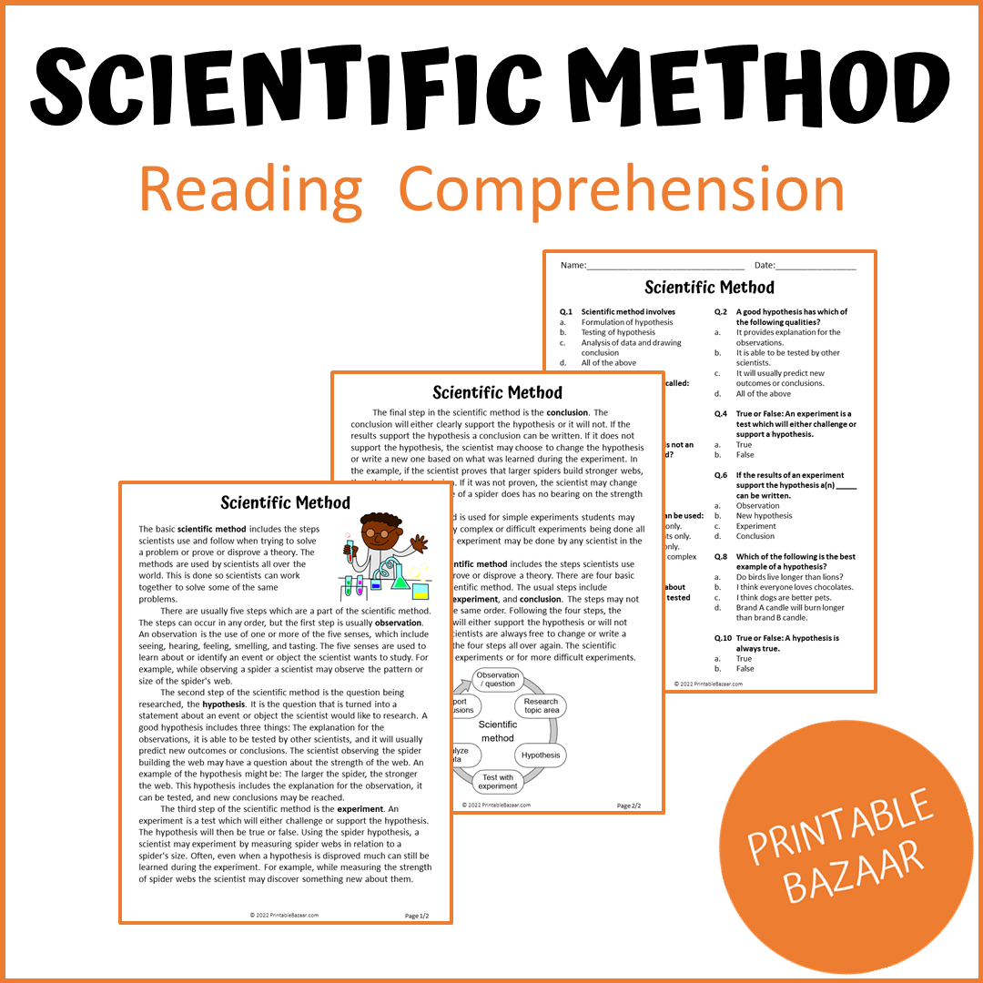 Scientific Method Reading Comprehension Passage and Questions | Printable PDF