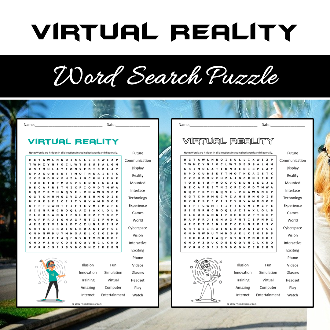 Virtual Reality Word Search Puzzle Worksheet PDF