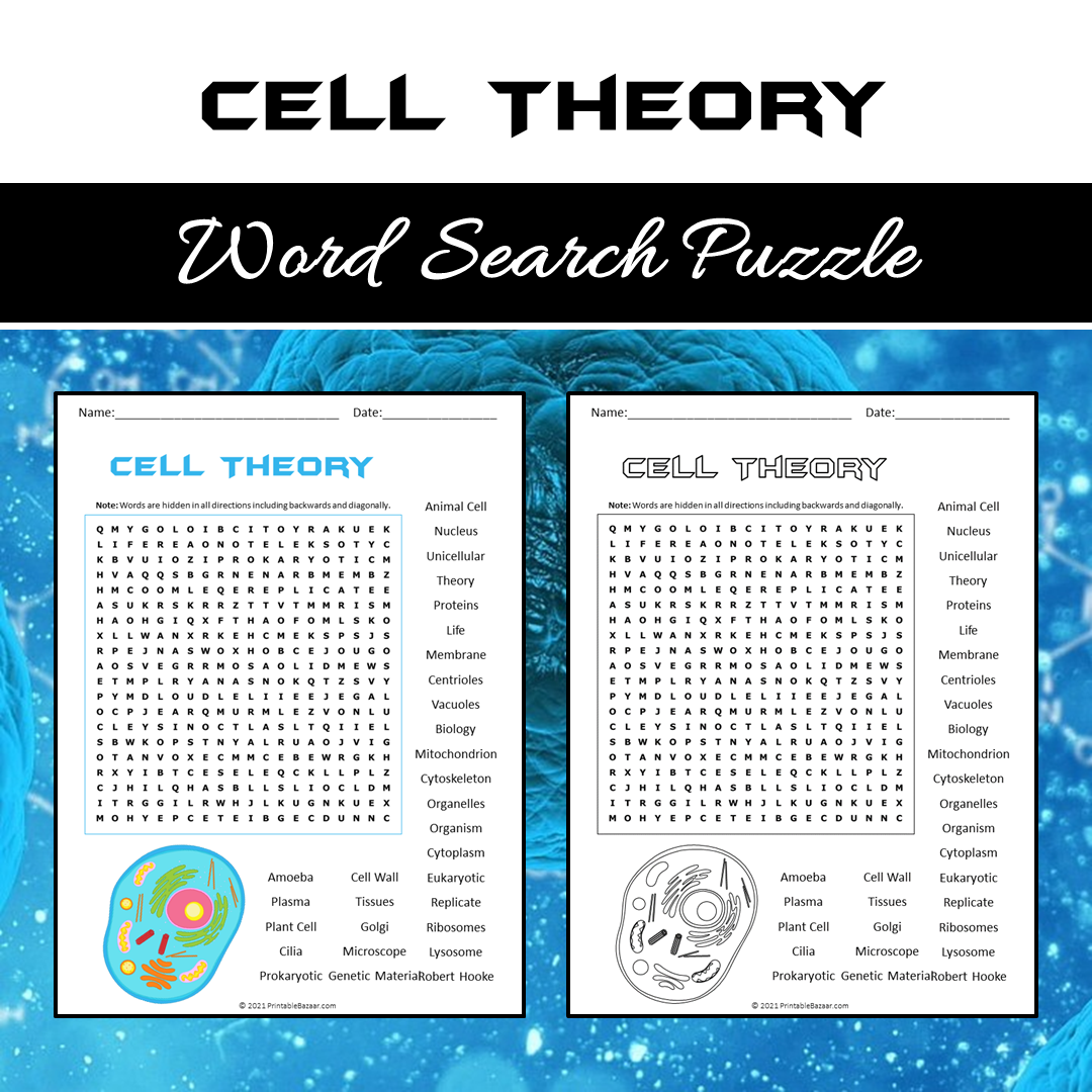 Cell Theory Word Search Puzzle Worksheet PDF