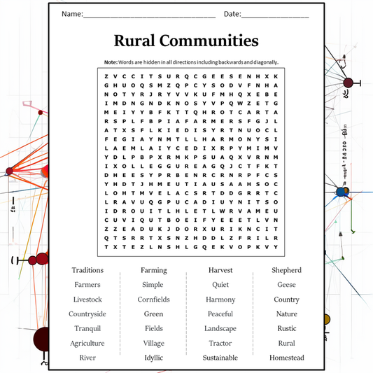 Rural Communities Word Search Puzzle Worksheet Activity PDF