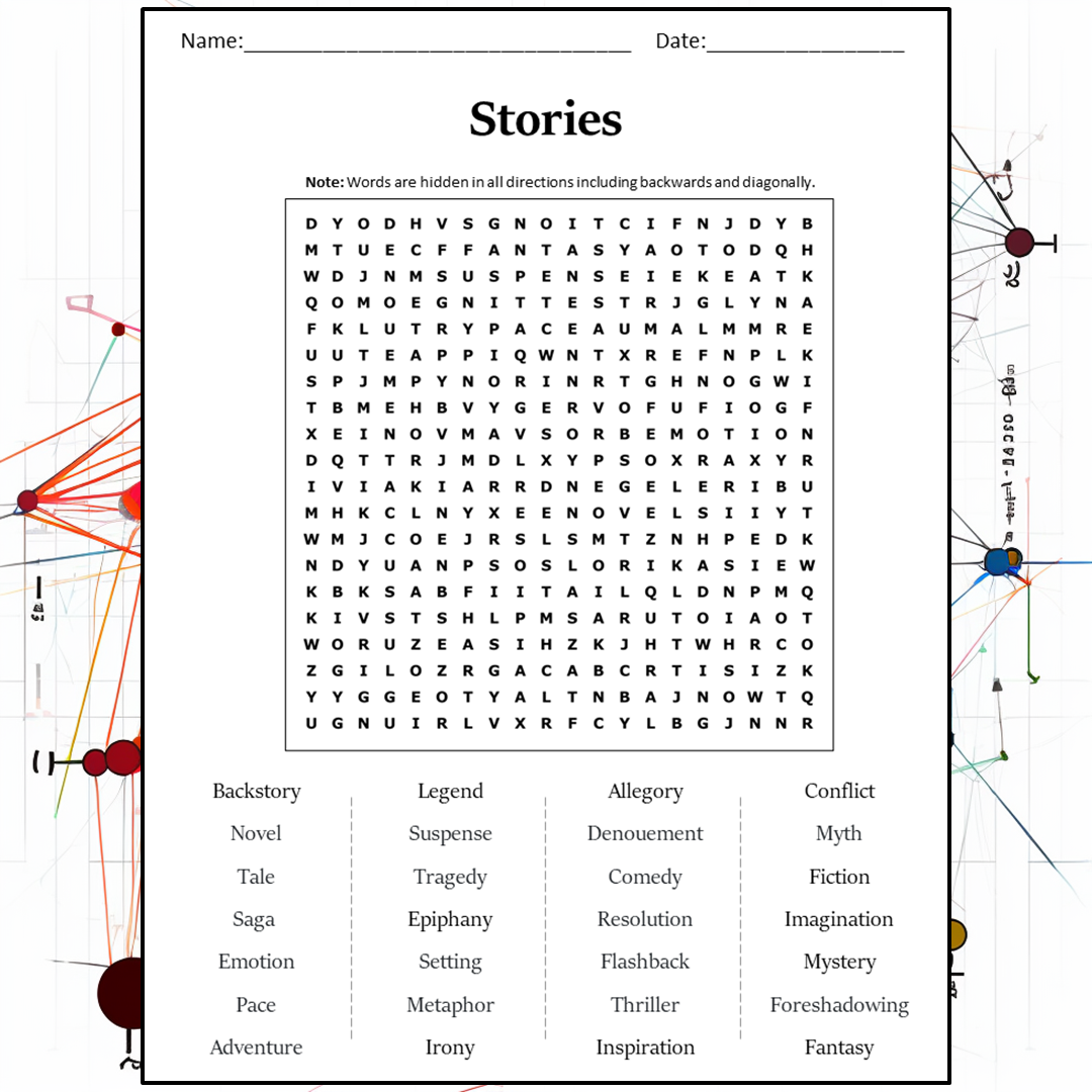 Stories Word Search Puzzle Worksheet Activity PDF