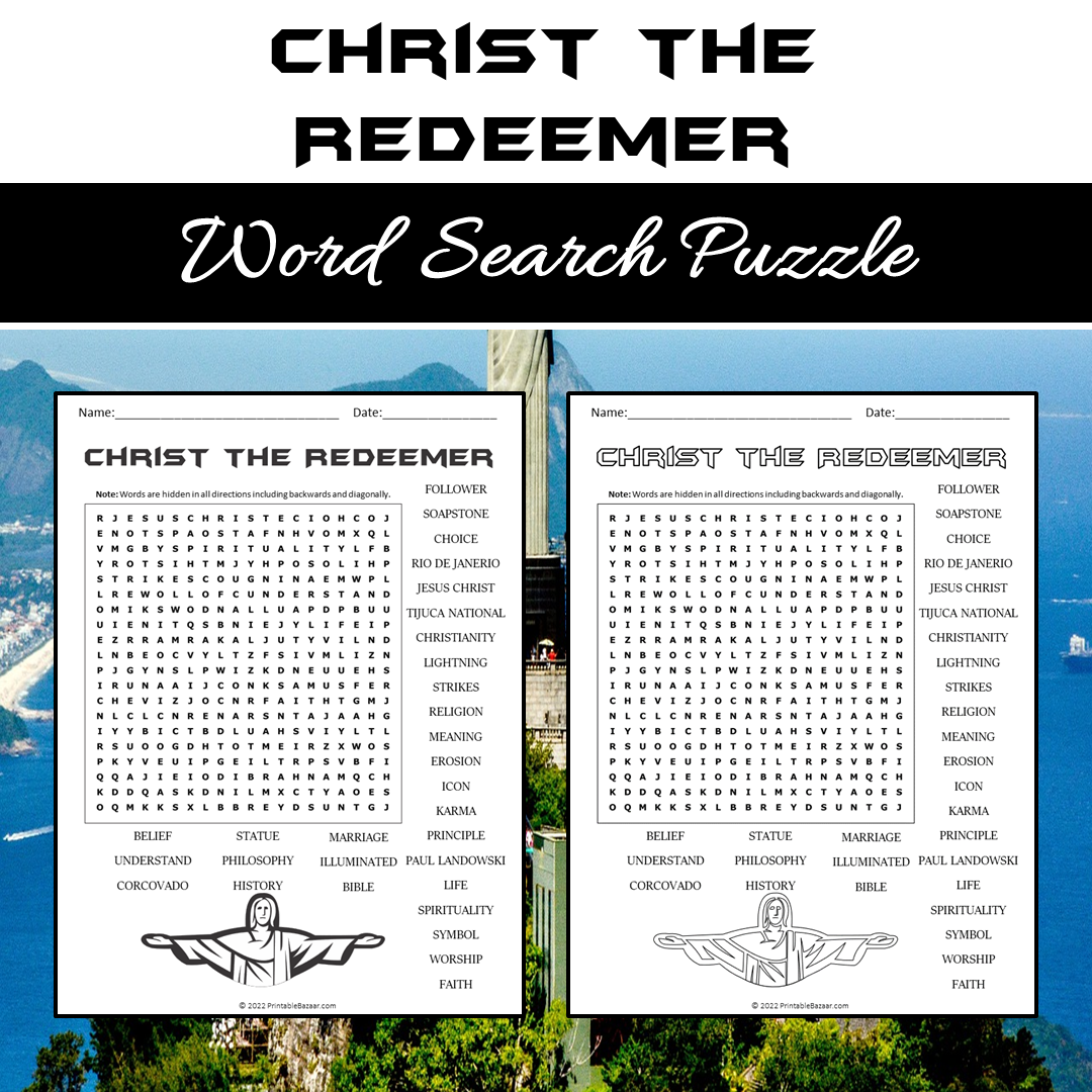 Christ The Redeemer Word Search Puzzle Worksheet PDF