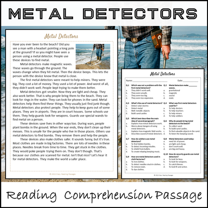Metal Detectors Reading Comprehension Passage and Questions | Printable PDF