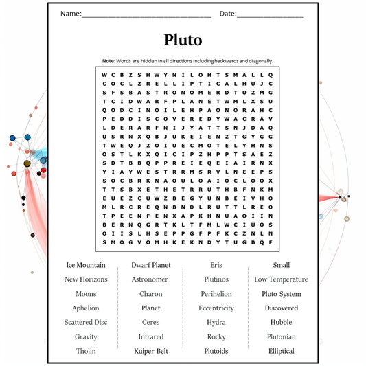 Pluto Word Search Puzzle Worksheet Activity PDF