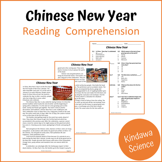 Chinese New Year Reading Comprehension Passage and Questions | Printable PDF