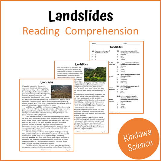 Landslides Reading Comprehension Passage and Questions | Printable PDF