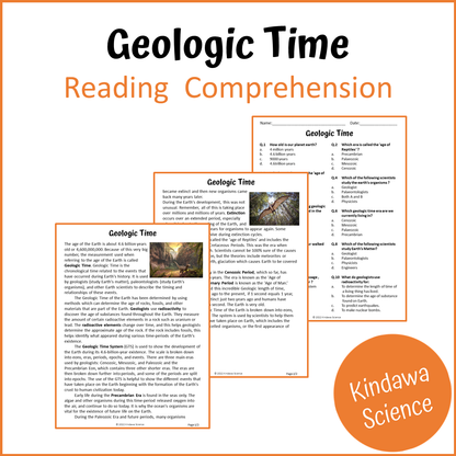 Geologic Time Reading Comprehension Passage and Questions | Printable PDF