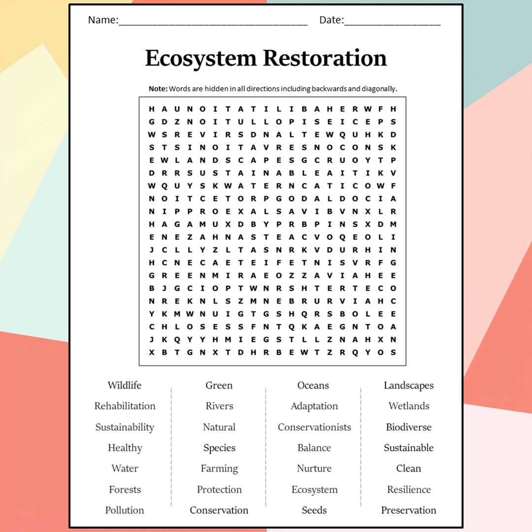 Ecosystem Restoration Word Search Puzzle Worksheet Activity PDF ...