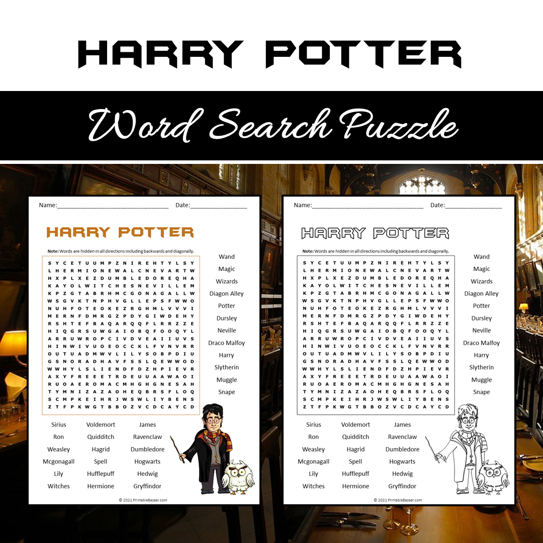 Harry Potter Word Search Puzzle Worksheet PDF