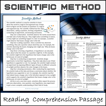 Scientific Method Reading Comprehension Passage and Questions | Printable PDF