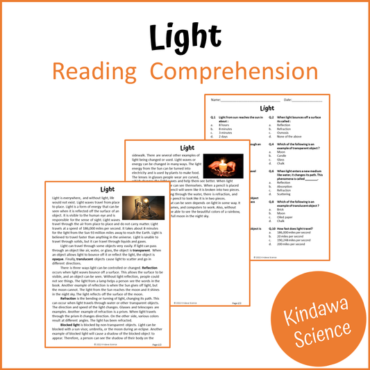 Light Reading Comprehension Passage and Questions | Printable PDF