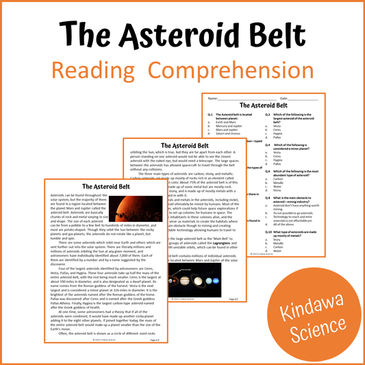 The Asteroid Belt Reading Comprehension Passage and Questions | Printable PDF