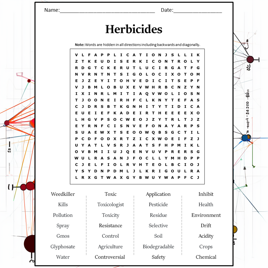 Herbicides Word Search Puzzle Worksheet Activity PDF