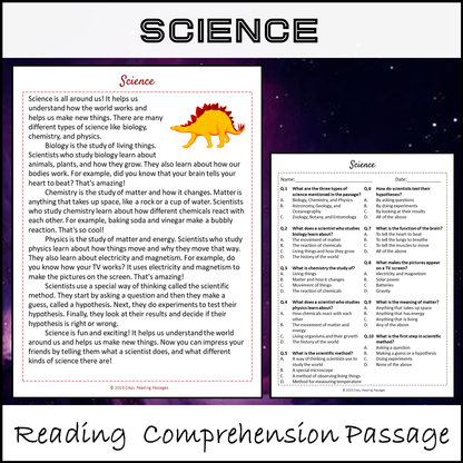 Science Reading Comprehension Passage and Questions | Printable PDF