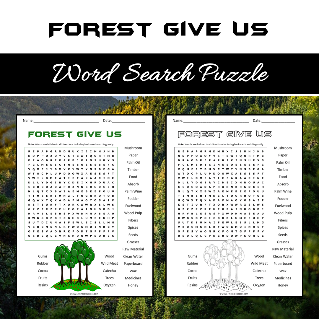 Forest Give Us Word Search Puzzle Worksheet PDF