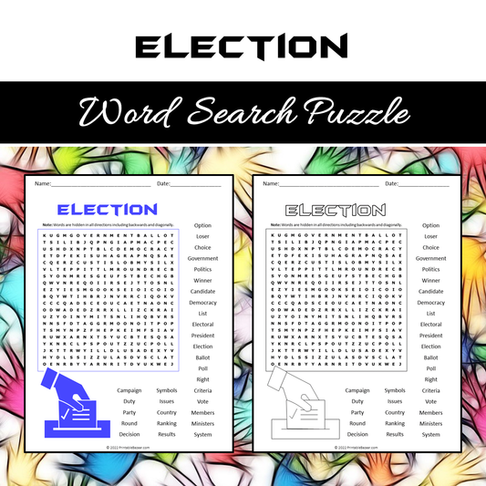 Election Word Search Puzzle Worksheet PDF