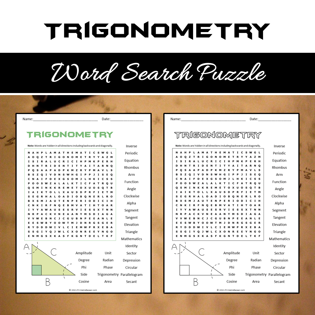 Trigonometry Puzzle Worksheet Trig Ratios Sum Em Activity