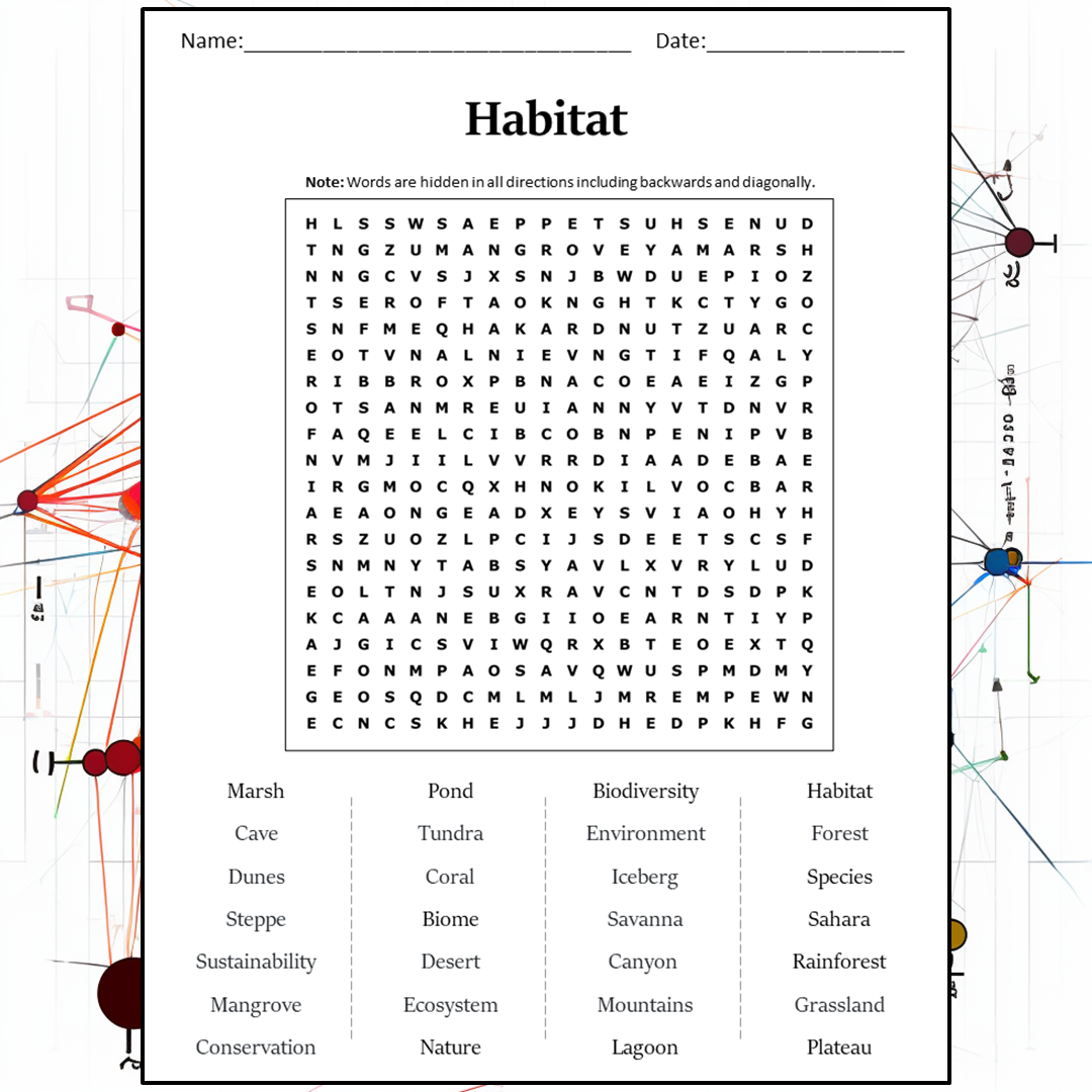 Habitat Word Search Puzzle Worksheet Activity PDF