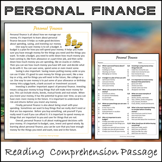 Personal Finance Reading Comprehension Passage and Questions | Printable PDF