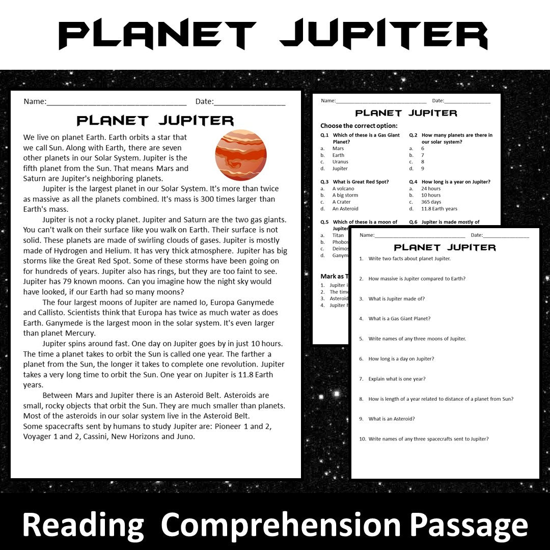 Jupiter Reading Comprehension Passage and Questions