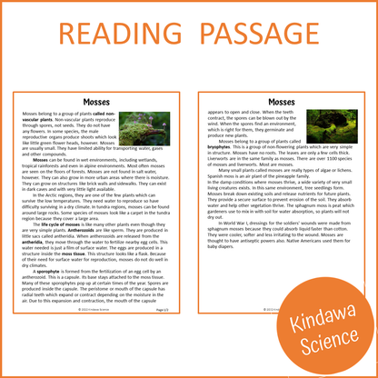 Mosses Reading Comprehension Passage and Questions | Printable PDF