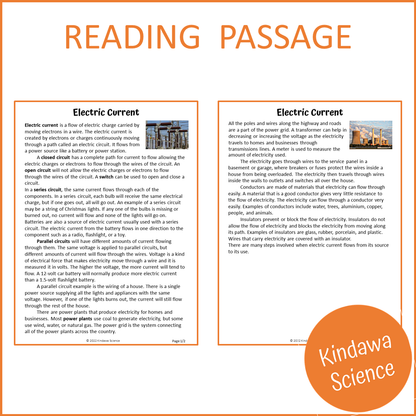 Electric Current Reading Comprehension Passage and Questions | Printable PDF
