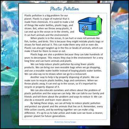 Plastic Pollution Reading Comprehension Passage and Questions | Printable PDF