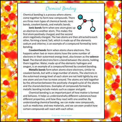 Chemical Bonding Reading Comprehension Passage and Questions | Printable PDF