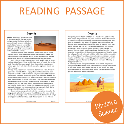 Deserts Reading Comprehension Passage and Questions | Printable PDF