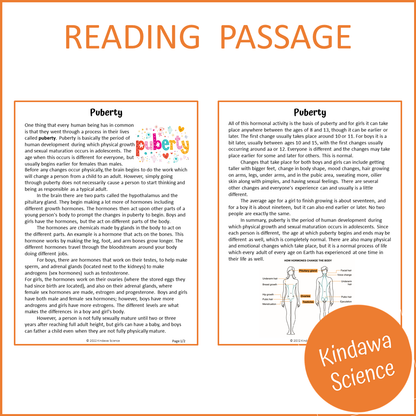 Puberty Reading Comprehension Passage and Questions | Printable PDF