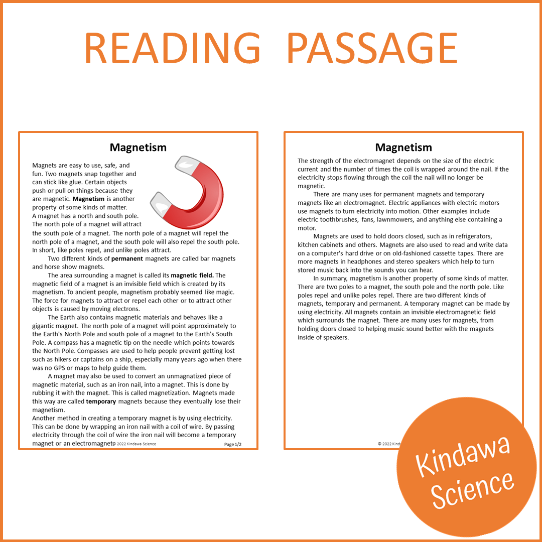 Magnetism Reading Comprehension Passage and Questions | Printable PDF
