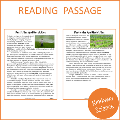 Pesticides And Herbicides Reading Comprehension Passage and Questions | Printable PDF
