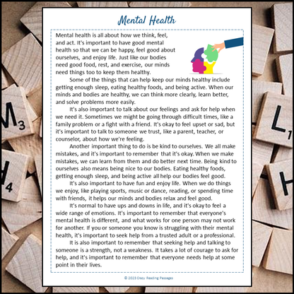 Mental Health Reading Comprehension Passage and Questions | Printable PDF