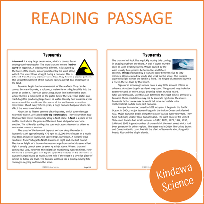 Tsunamis Reading Comprehension Passage and Questions | Printable PDF