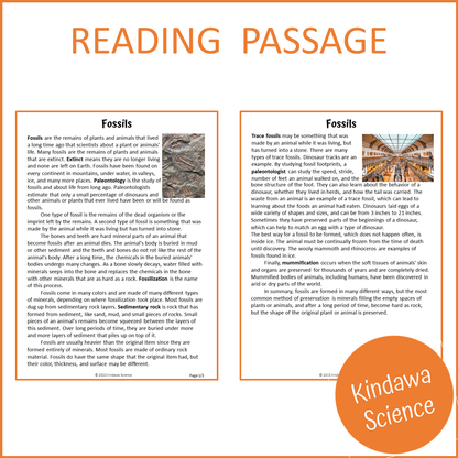 Fossils Reading Comprehension Passage and Questions | Printable PDF