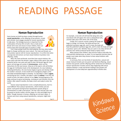Human Reproduction Reading Comprehension Passage and Questions | Printable PDF