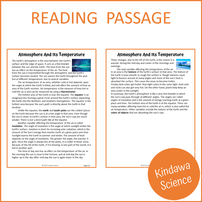 Atmosphere And Its Temperature Reading Comprehension Passage and Questions | Printable PDF