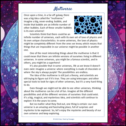 Multiverse Reading Comprehension Passage and Questions | Printable PDF