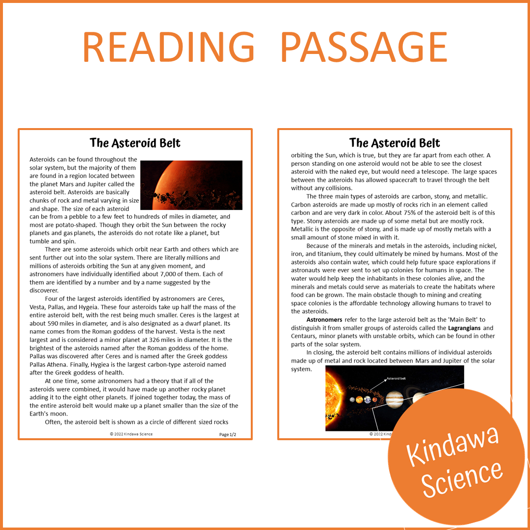 The Asteroid Belt Reading Comprehension Passage and Questions | Printable PDF