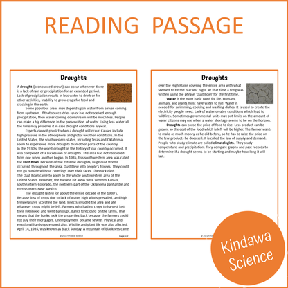 Droughts Reading Comprehension Passage and Questions | Printable PDF