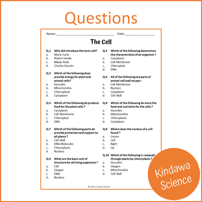 The Cell Reading Comprehension Passage and Questions | Printable PDF