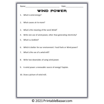 Wind Power Reading Comprehension Passage and Questions