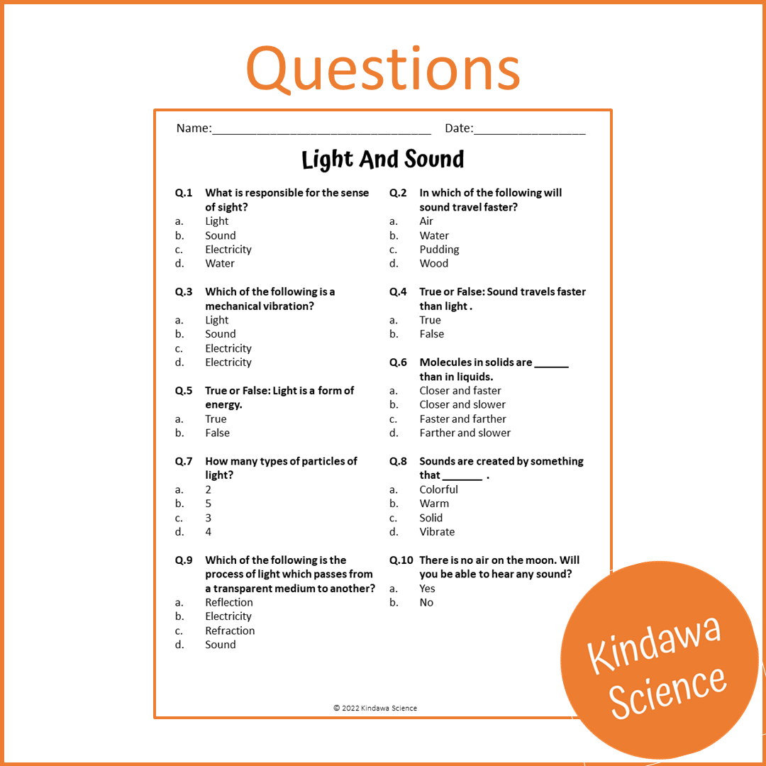 Light And Sound Reading Comprehension Passage and Questions | Printable PDF