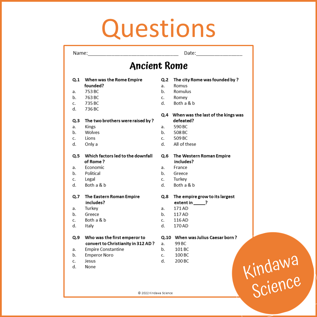 Ancient Rome Reading Comprehension Passage and Questions | Printable PDF