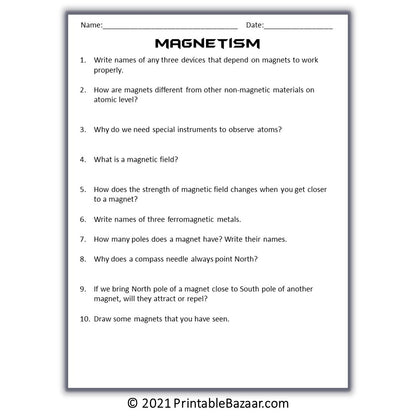 Magnetism Reading Comprehension Passage and Questions