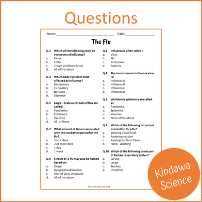 The Flu Reading Comprehension Passage and Questions | Printable PDF