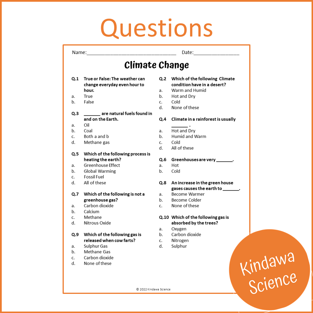 Climate Change Reading Comprehension Passage and Questions | Printable PDF