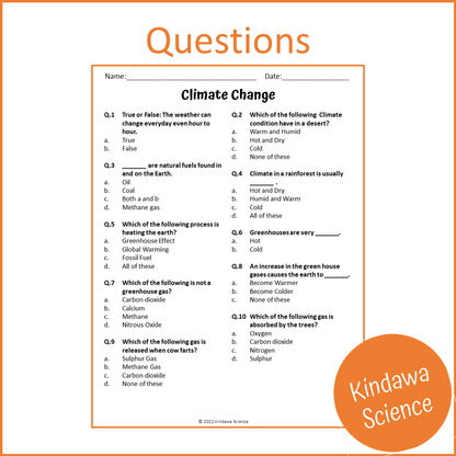 Climate Change Reading Comprehension Passage and Questions | Printable PDF